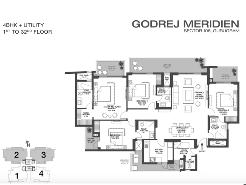 4 BHK + Utility
